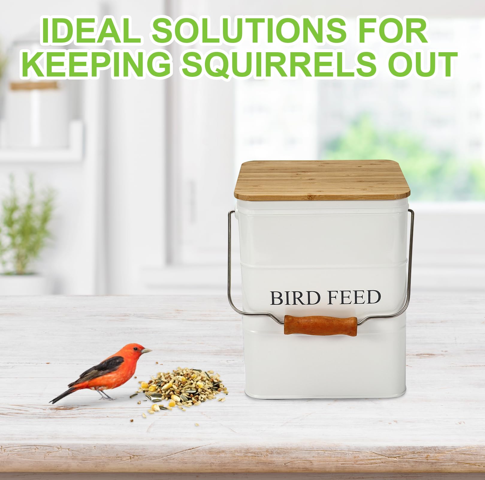 Brabtod Bird Seeds Storage Container relief decor design preserves aroma.