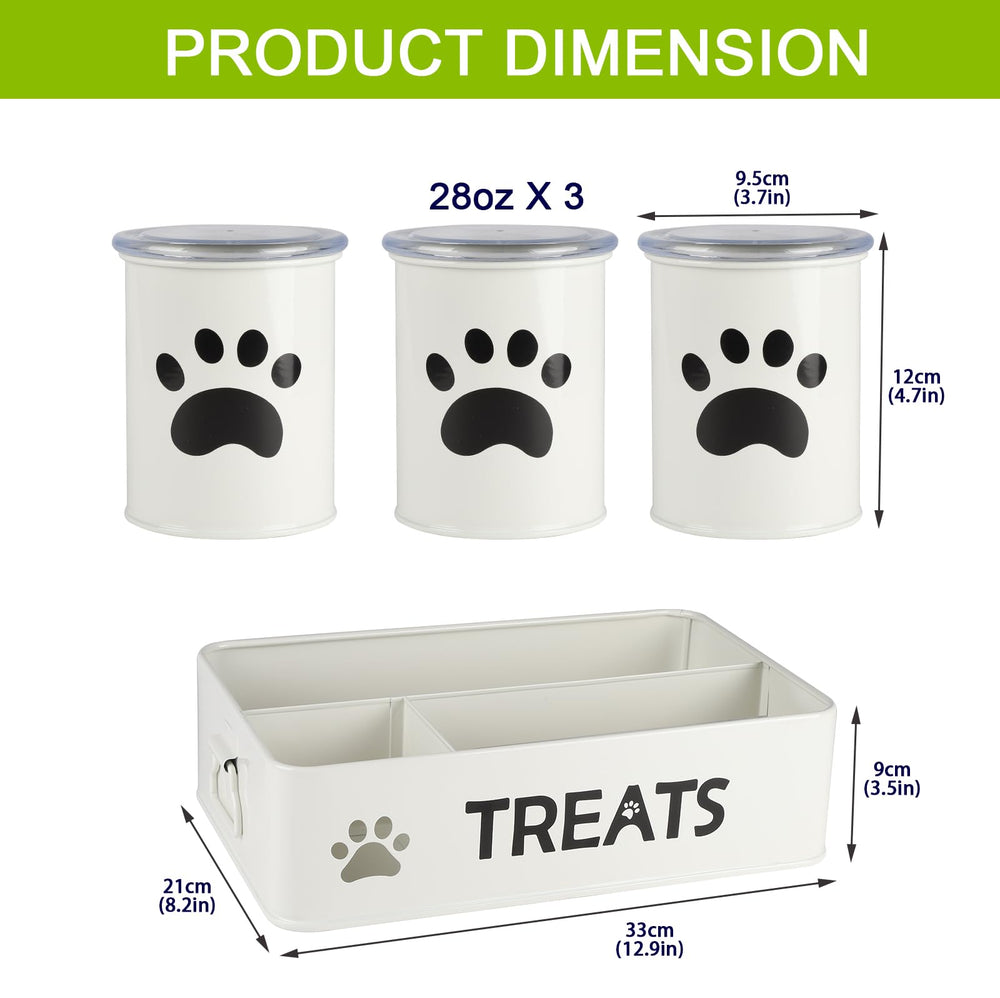 Brabtod cat and dog treat canister on countertop for easy access.