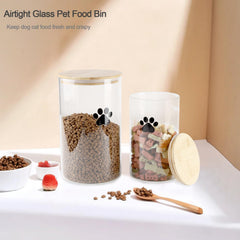Brabtod clear pet food jar wide mouth enables quick scooping and easy refills.