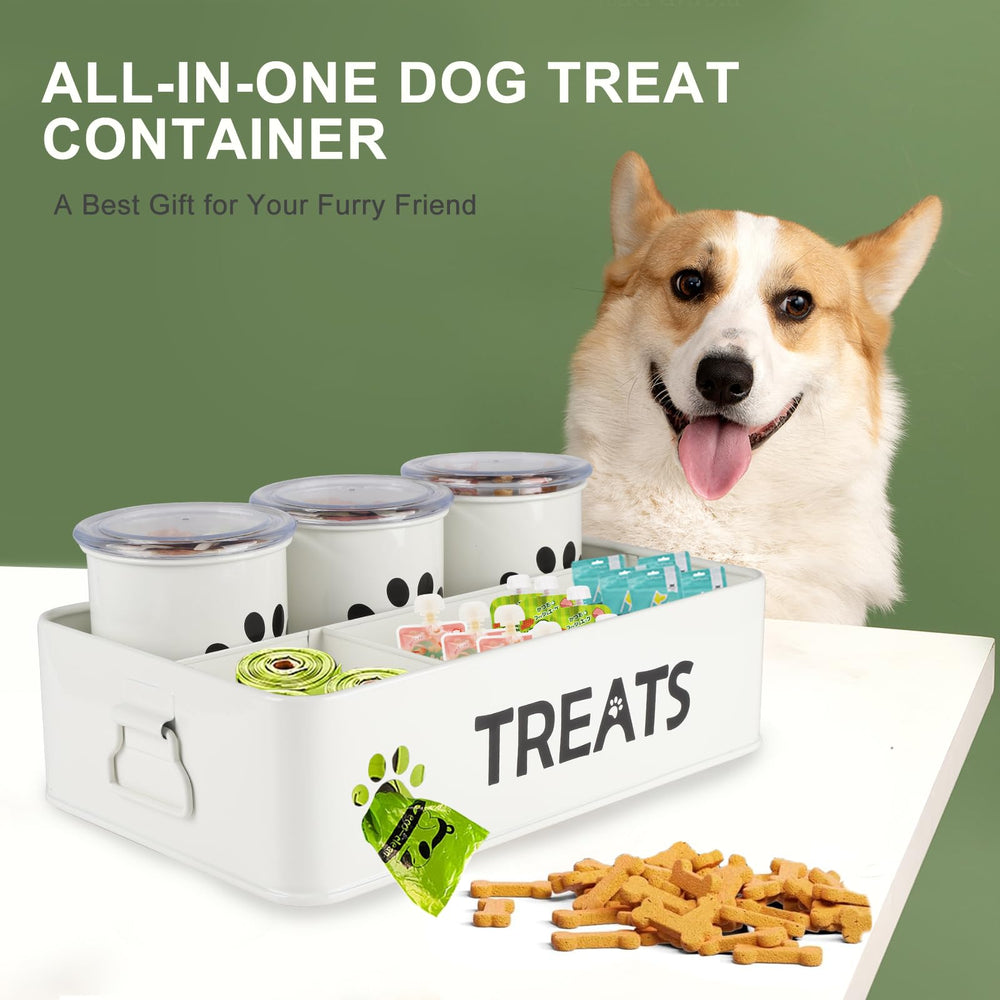 Brabtod coated galvanized steel treat station keeps treats neatly organized.