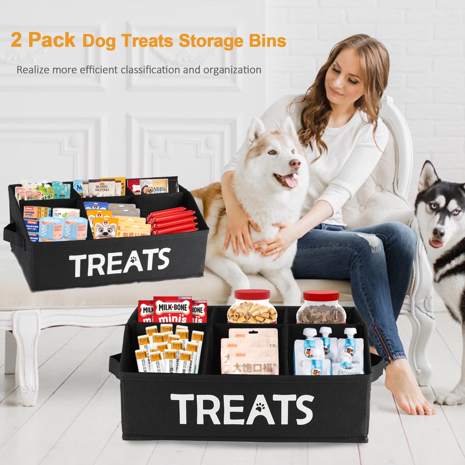 Brabtod collapsible storage bin open design enables easy access to treats.