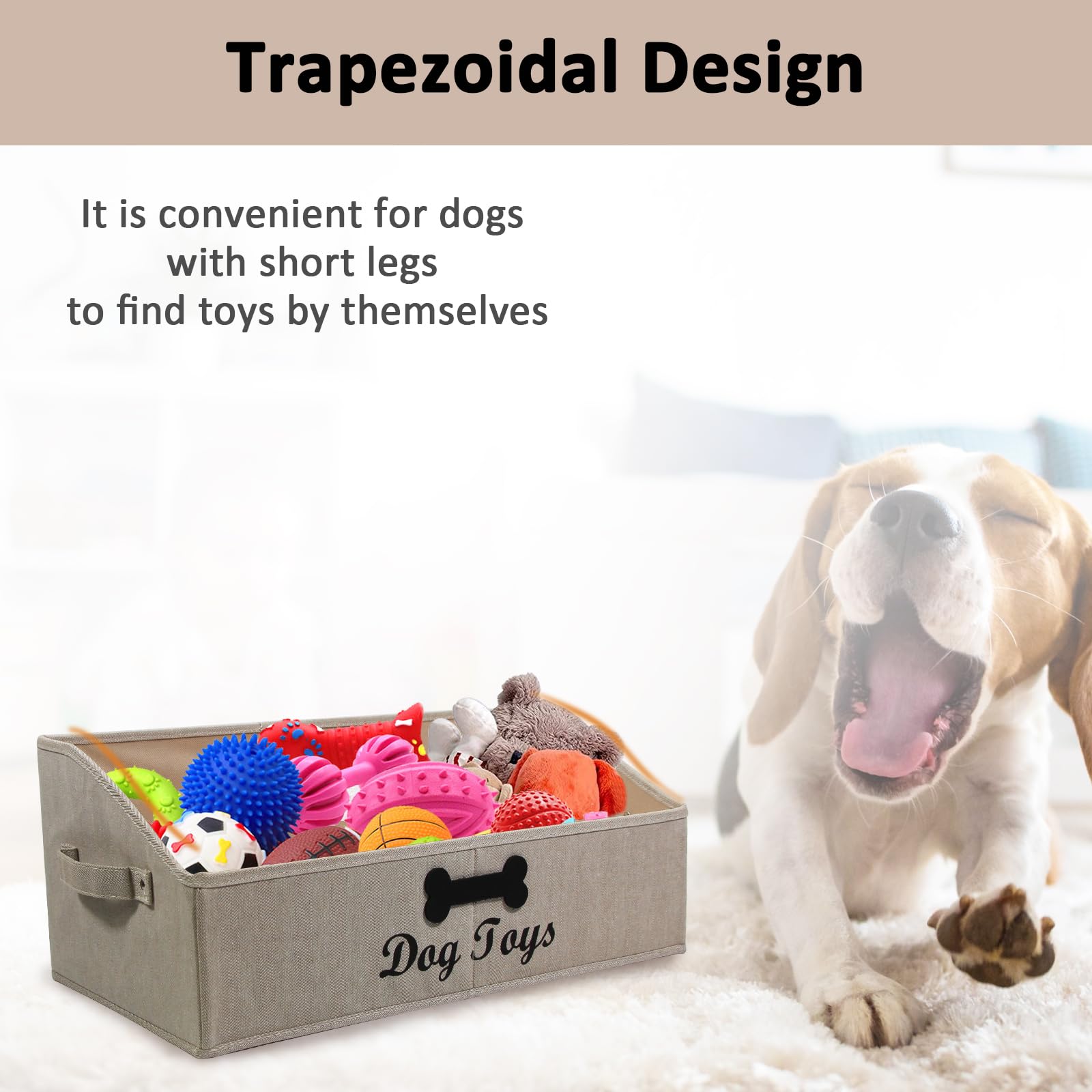 Brabtod personalized bin features name sticker for family pet organization.