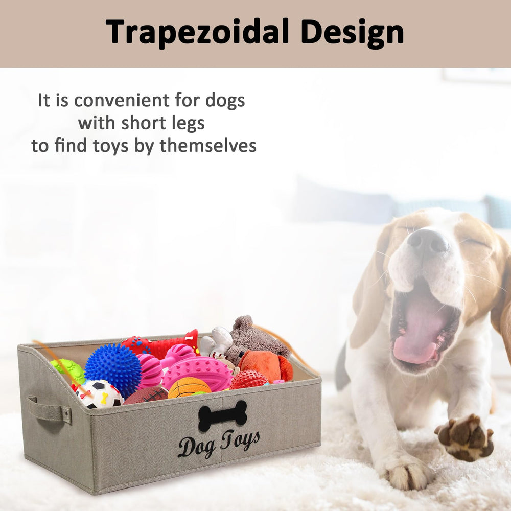 Brabtod personalized bin features name sticker for family pet organization.