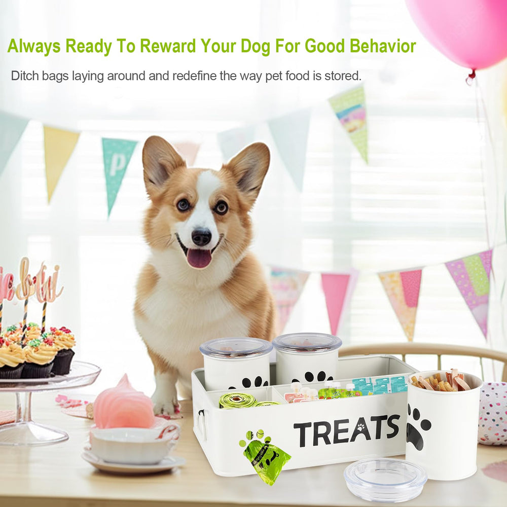 Brabtod dog treat jar with airtight lid preserves freshness and aroma.