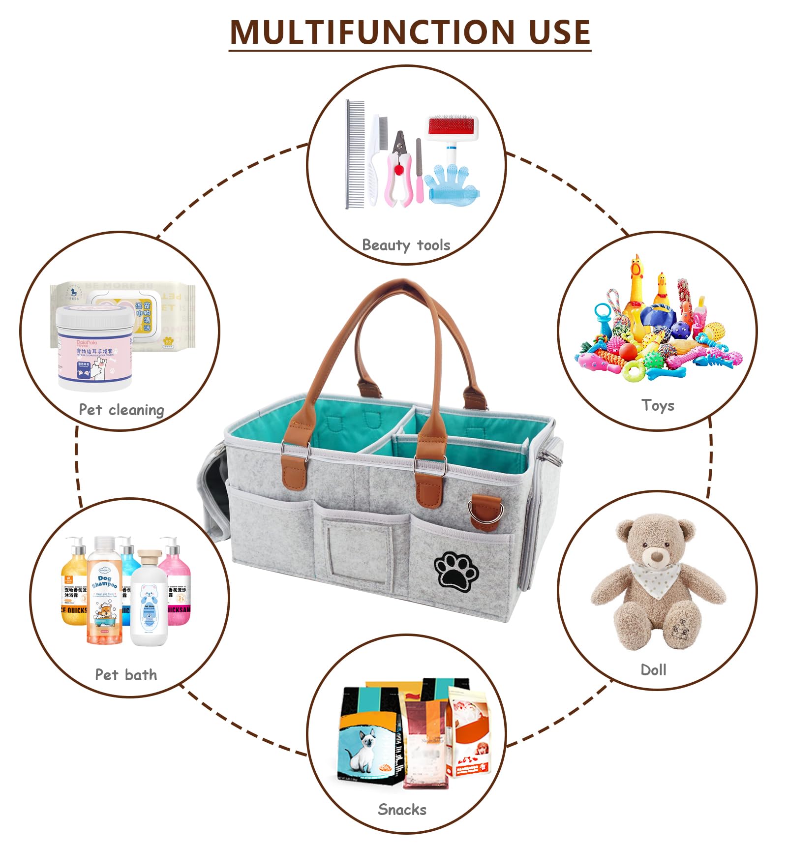 Brabtod Felt Dog Grooming Bag easy-clean surface for maintenance