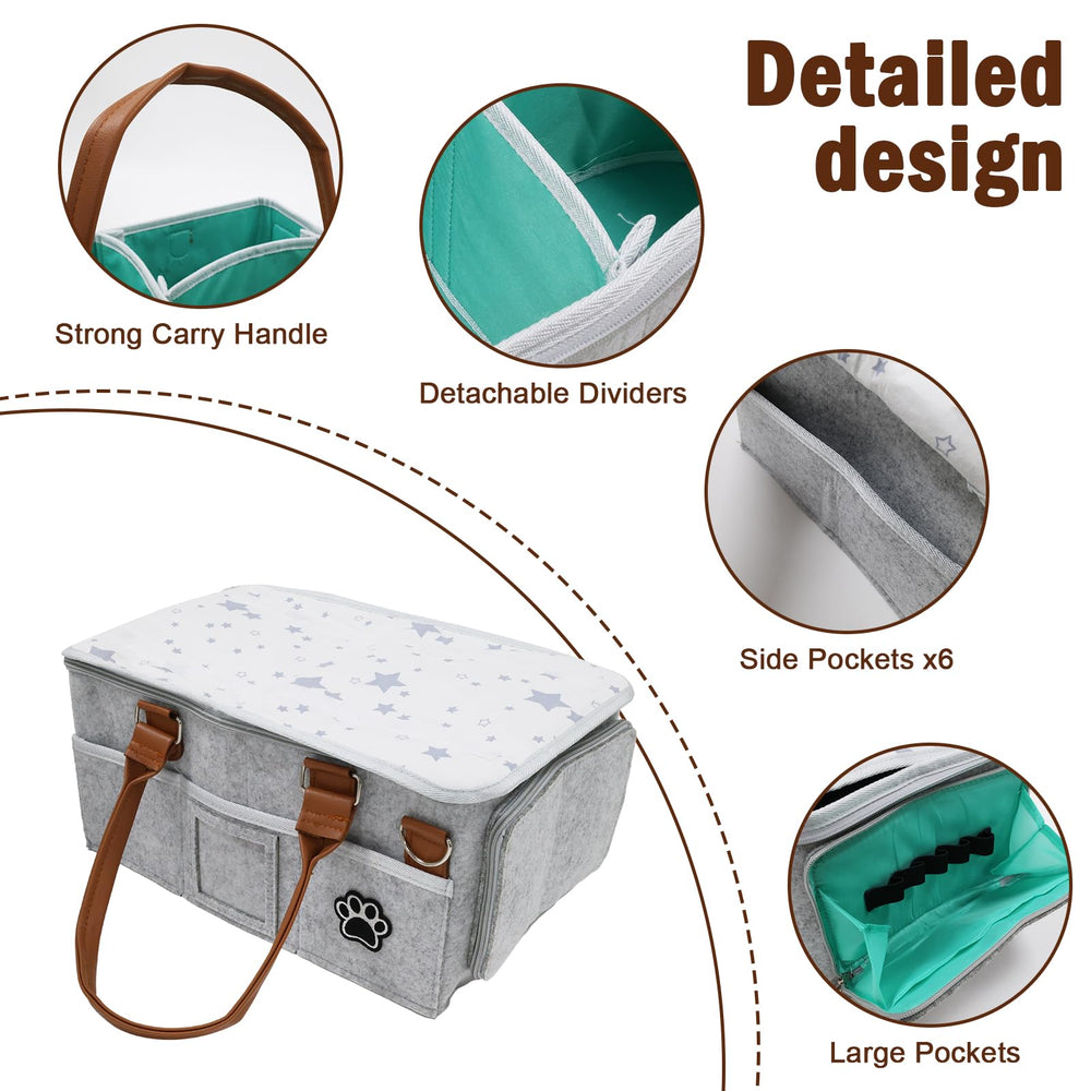 Brabtod Felt Dog Grooming Bag side view showing portability for travel