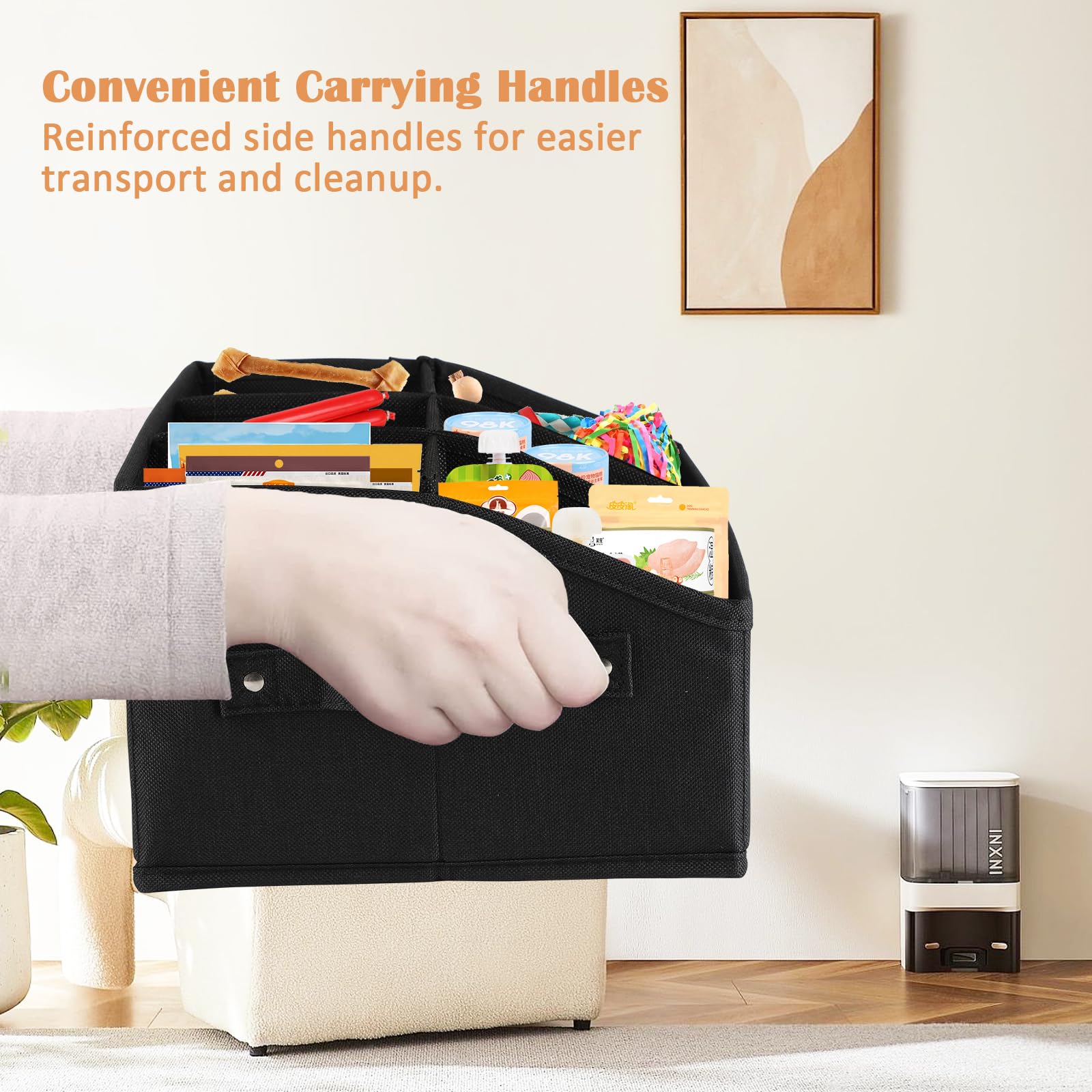 Brabtod trapezoidal-bin fold-flat design saves space when not in use.