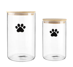Brabtod glass dog treat jar set large with bamboo lids keeps treats fresh and easily visible.