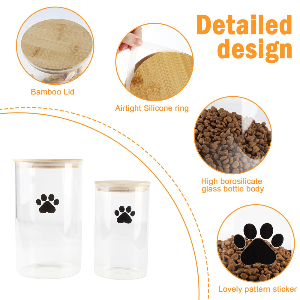 Brabtod glass dog treat jar set small with bamboo lids ideal for compact pantry storage.