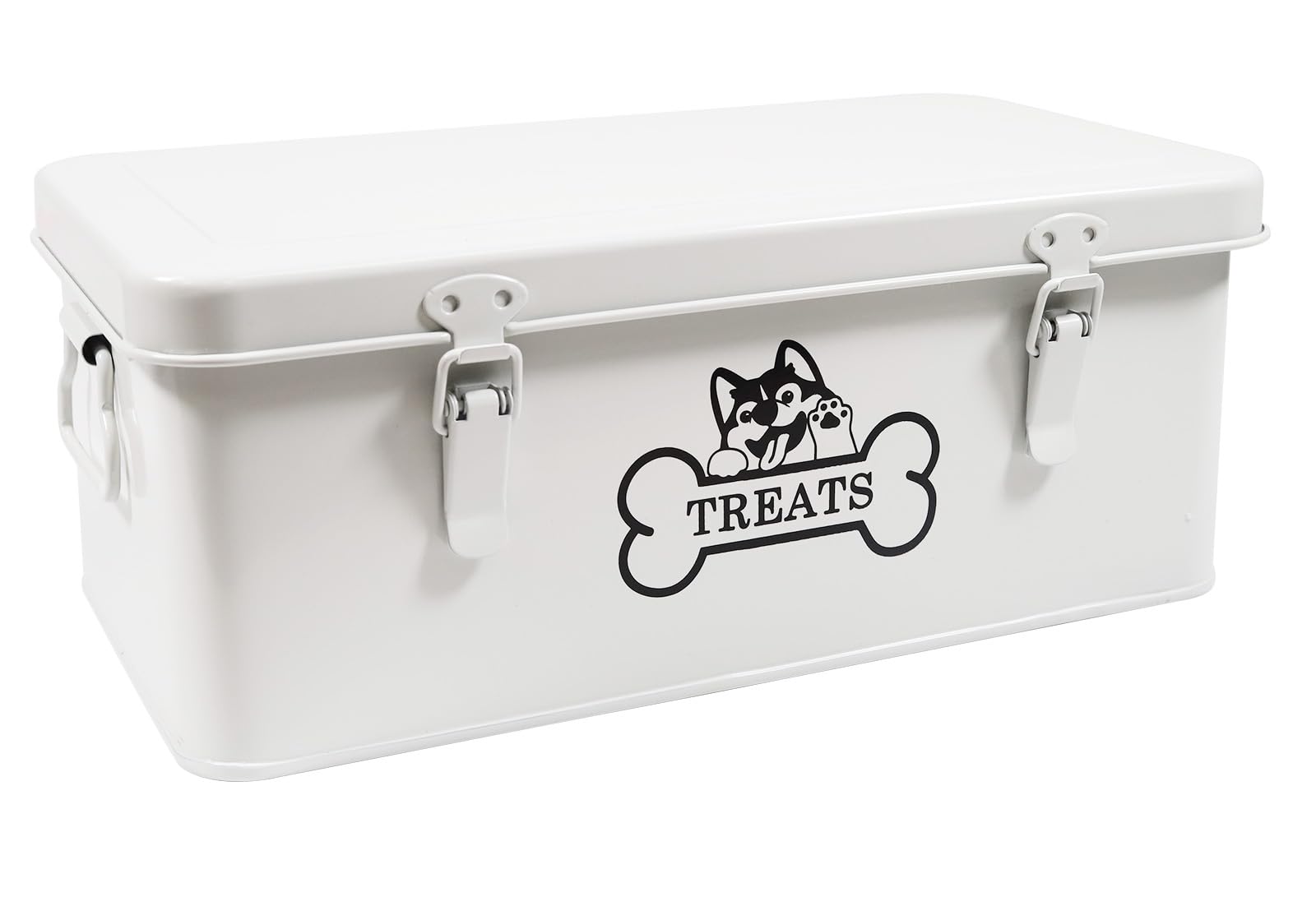 Brabtod kitchen pantry-organization box blends with decor and keeps snacks ready for pups.