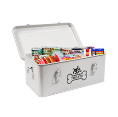 Brabtod metal dog treat container with lid keeps snacks neatly stored and easily accessible.