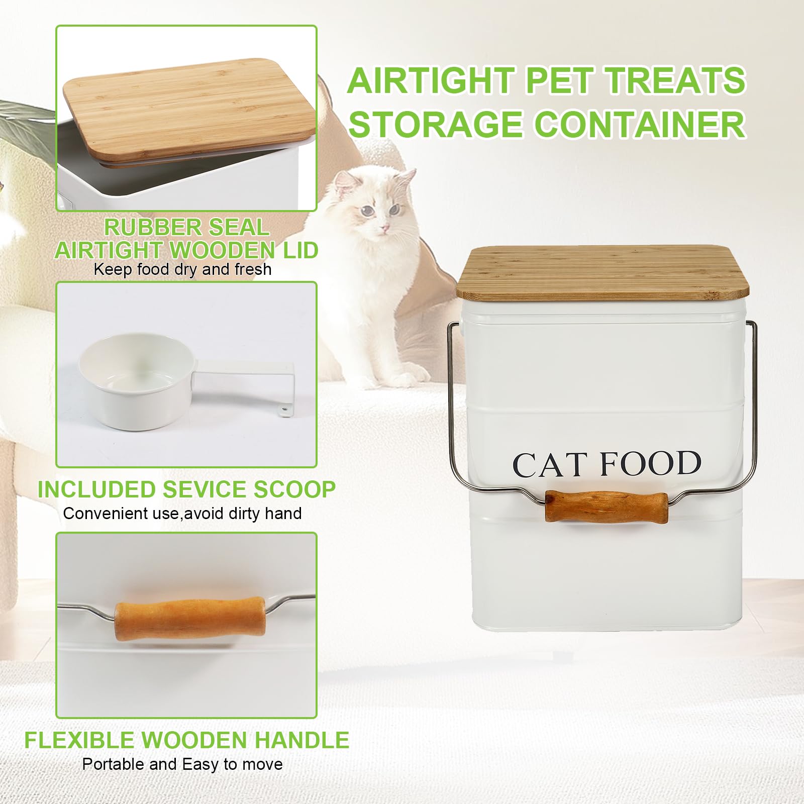 Brabtod metal storage tin holds 5-6 lbs of kibble with clear capacity