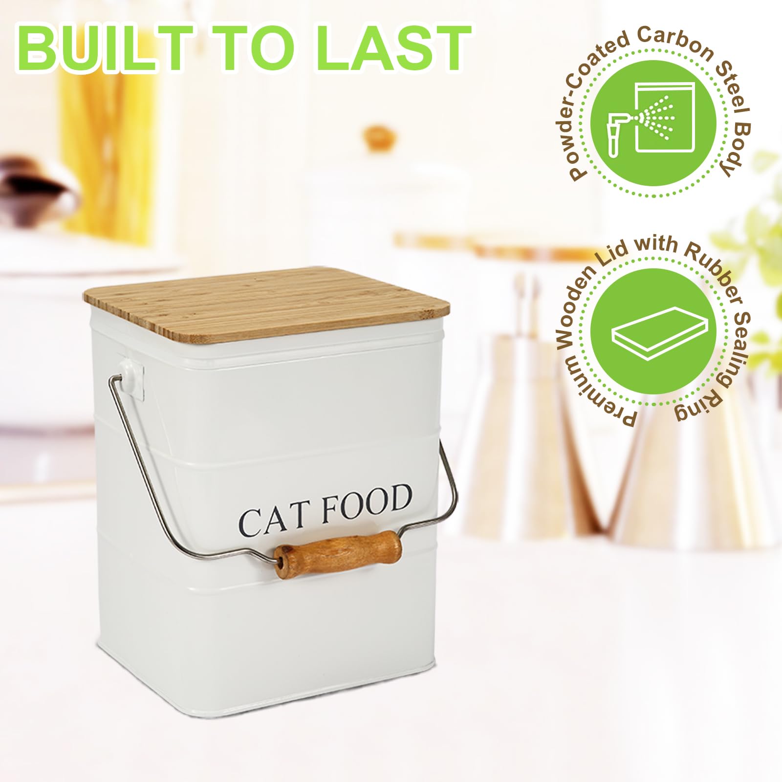 Brabtod pet snacks container with wooden handle for easy transport