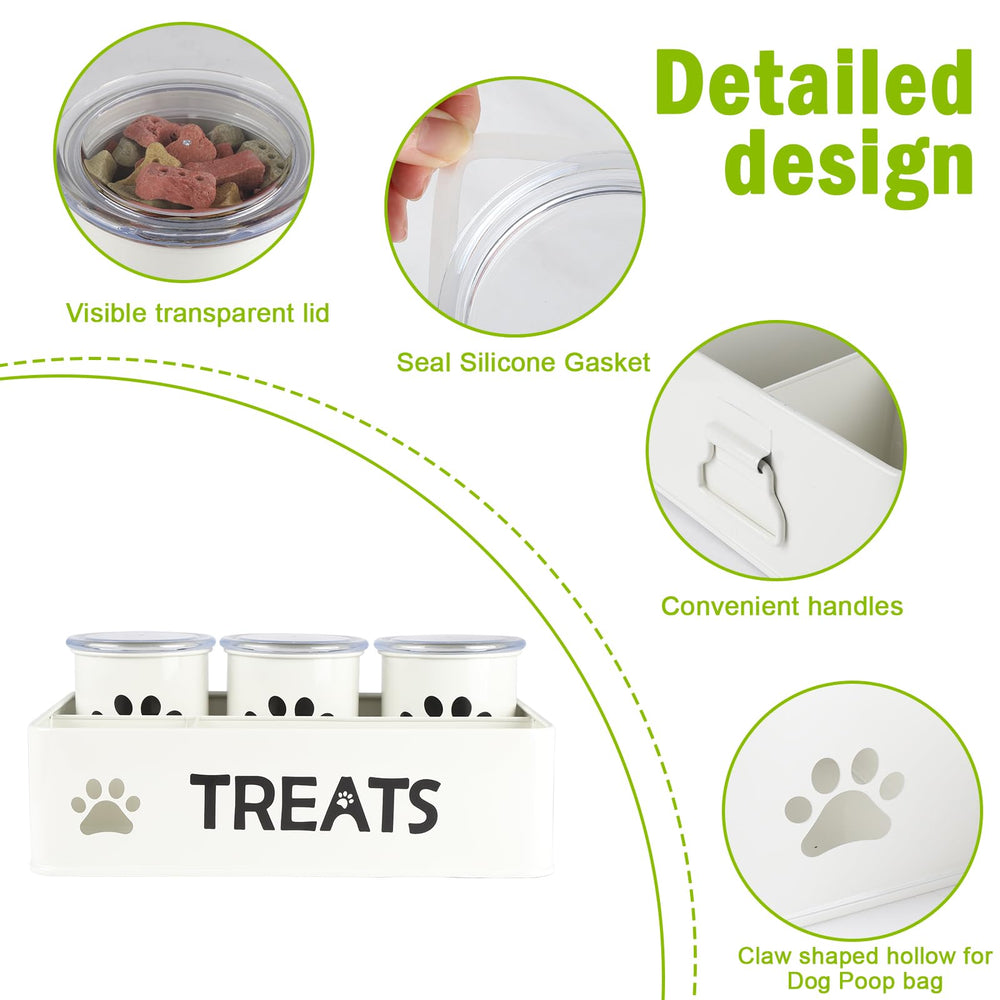 Brabtod three-compartment organizer for kibble, chews, and snacks.