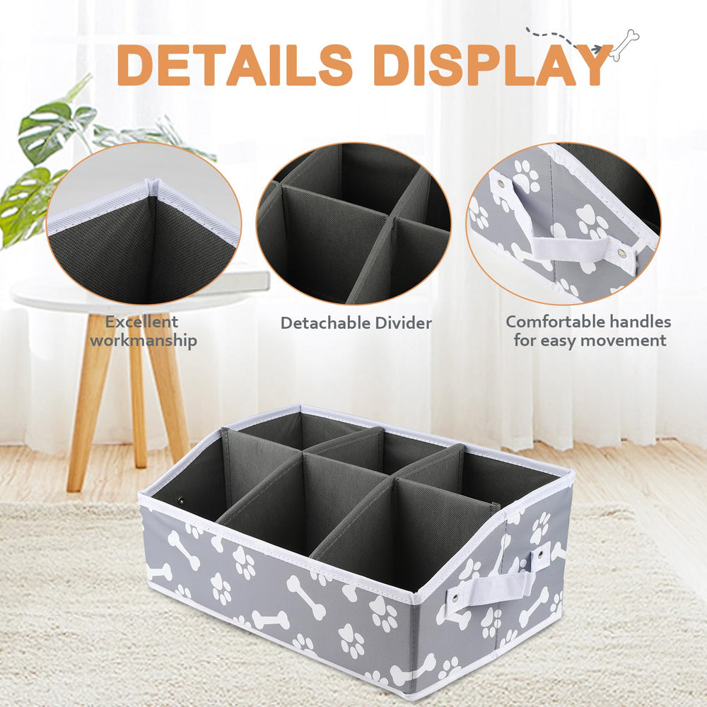 Brabtod trapezoidal storage bin highlights six compartments for organized treats.