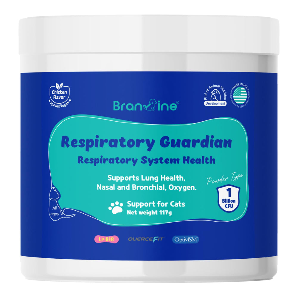 Branvine Respiratory Guardian cat bottle ready for home use to support lung health.