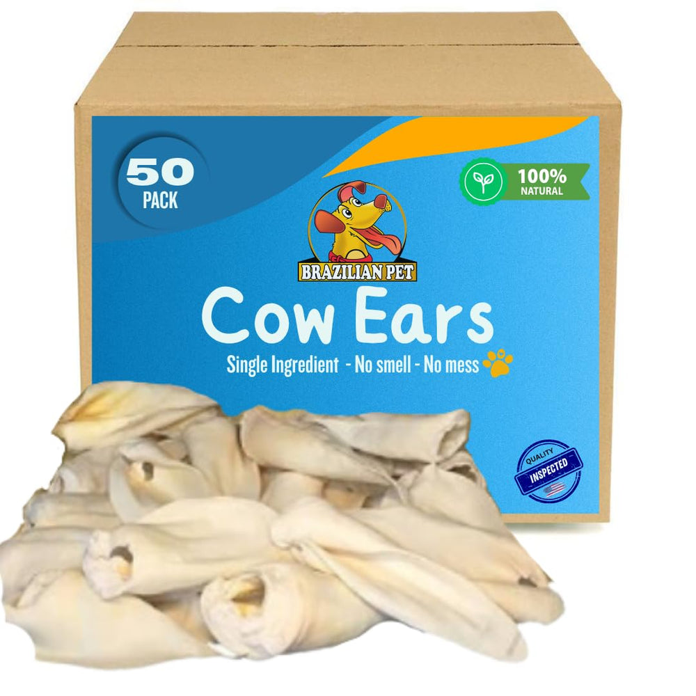 Brazilian Pet cow ears pack 50: long-lasting chew for dogs.