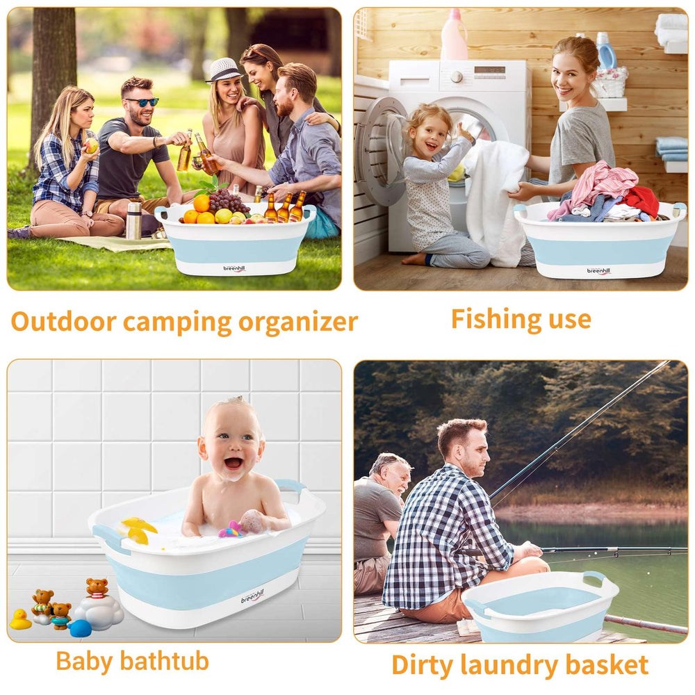 BREENHILL blue collapsible tub with non-slip handle for safe transport