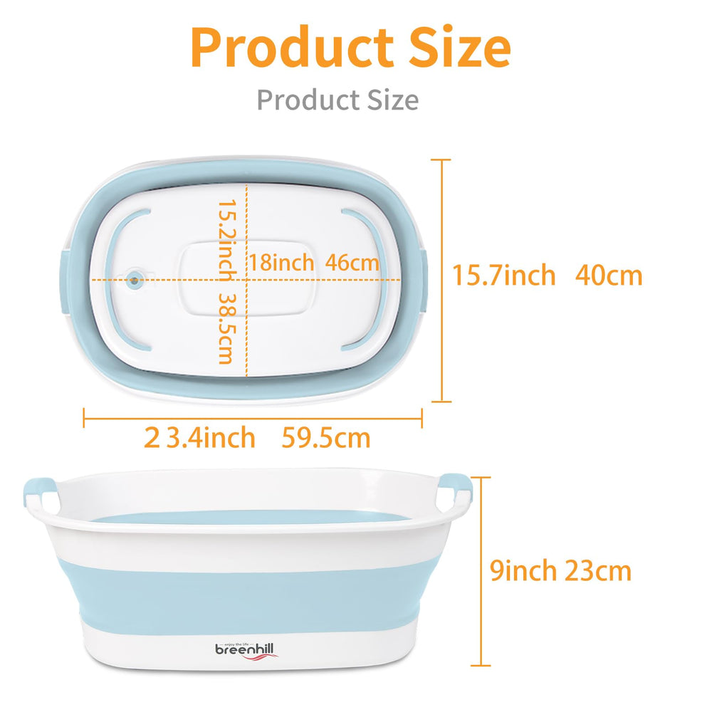 BREENHILL collapsible dog bath tub collapsed blue for compact storage