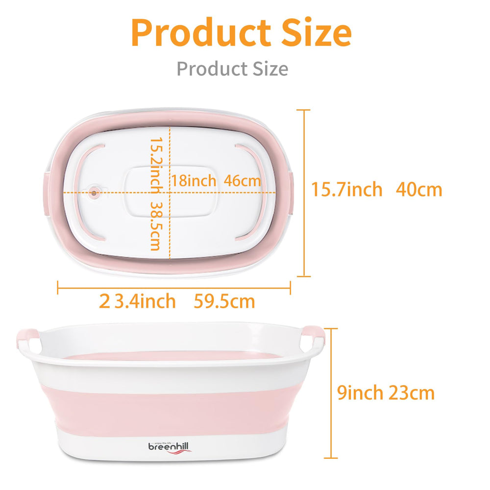 BREENHILL collapsible dog bath tub pink folded storage shows compact storage