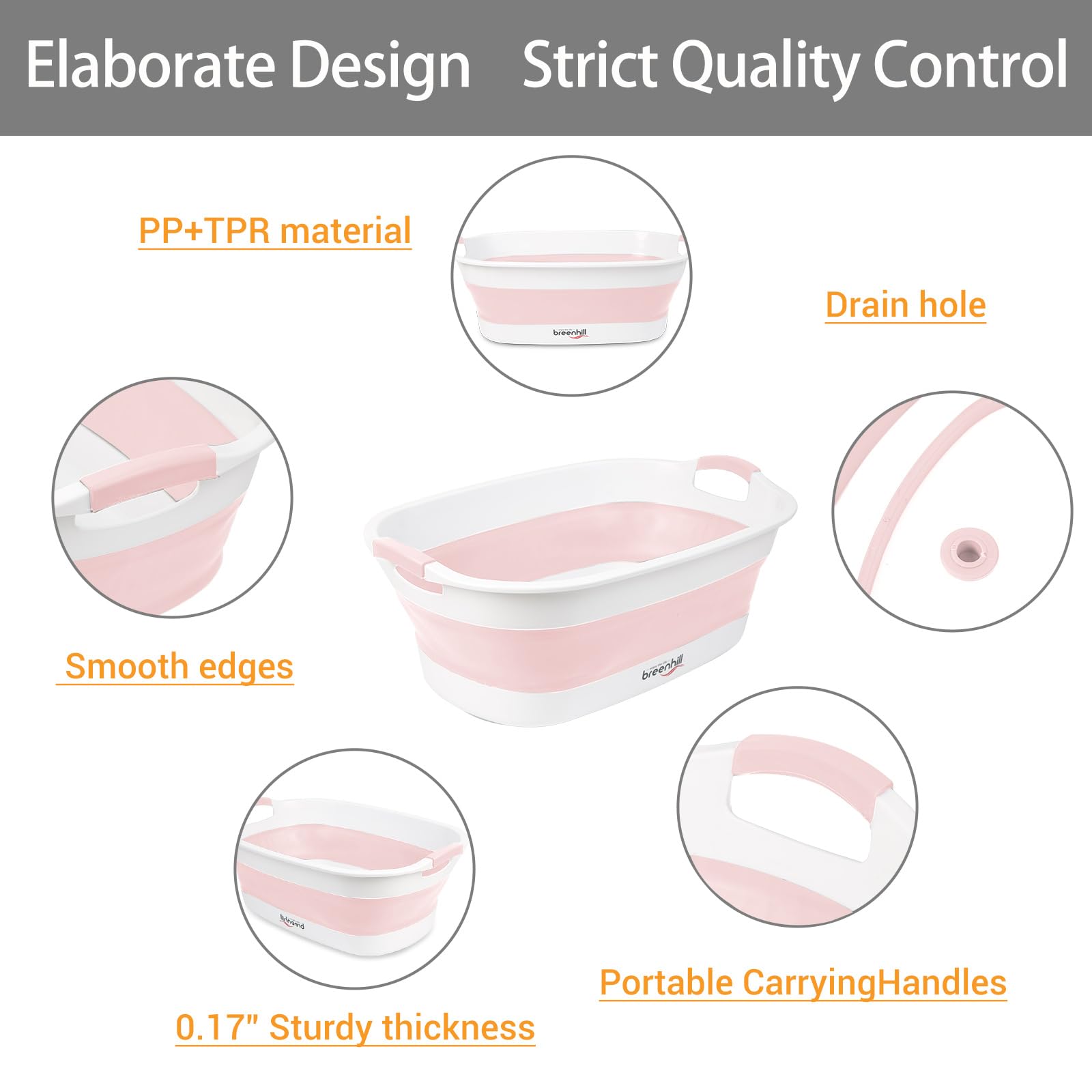 BREENHILL collapsible dog bath tub pink in-use pet bath highlights comfortable wash