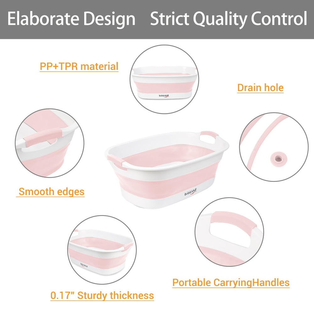 BREENHILL collapsible dog bath tub pink in-use pet bath highlights comfortable wash