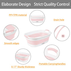 BREENHILL collapsible dog bath tub pink in-use pet bath highlights comfortable wash