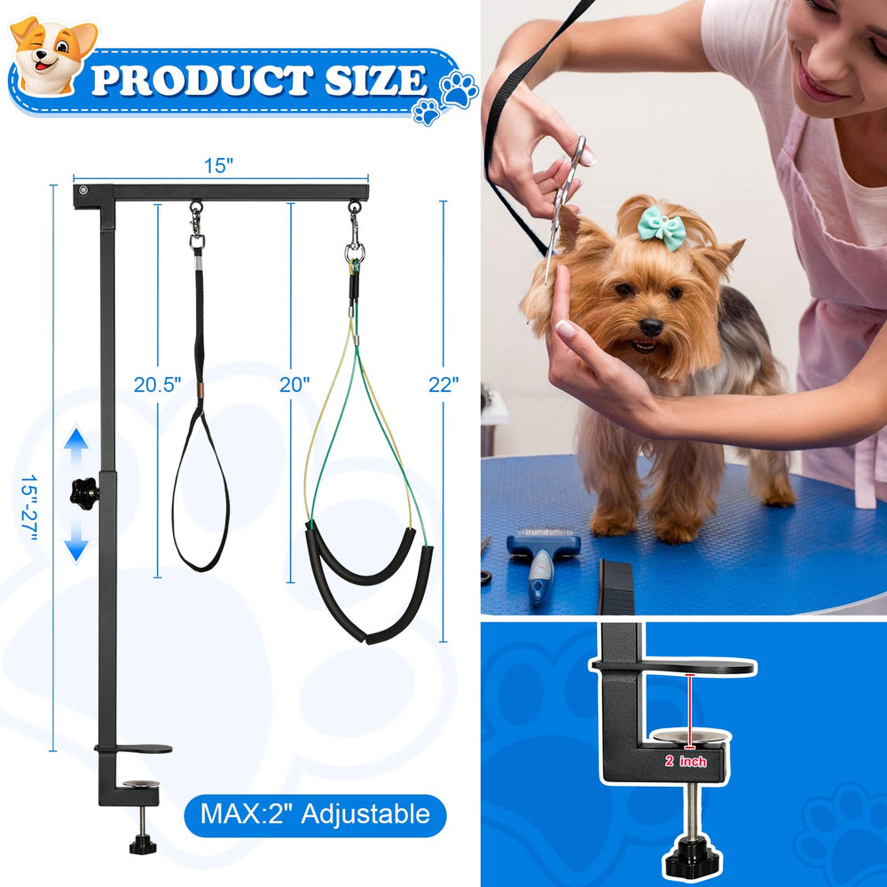 Breeze Touch dog grooming arm loops help steady pets during styling.