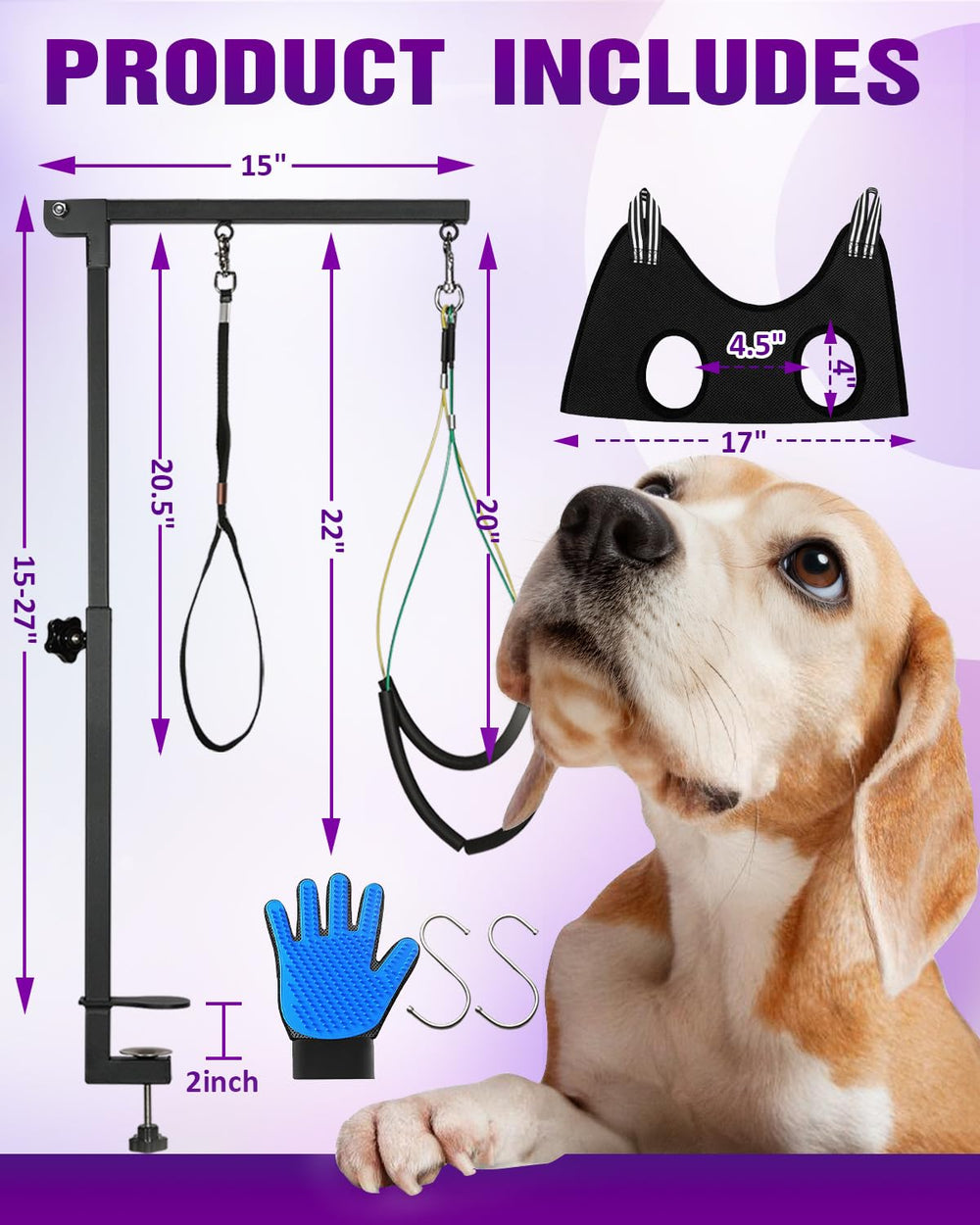 Breeze Touch haunch holder 19 inch keeps the dog centered on table.