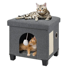 BRIAN & DANY Foldable Cat House front view shows a cozy private hideaway