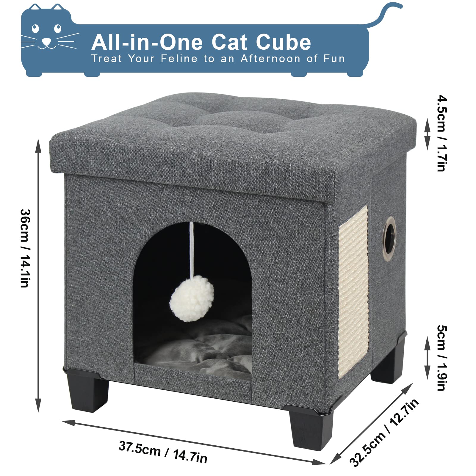 BRIAN & DANY Foldable Cat House interior cushion invites soft lounging