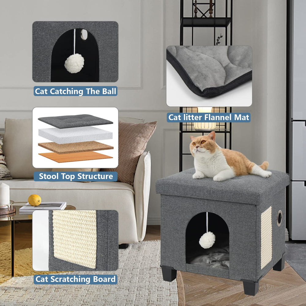 BRIAN & DANY Foldable Cat House scratch board protects furniture