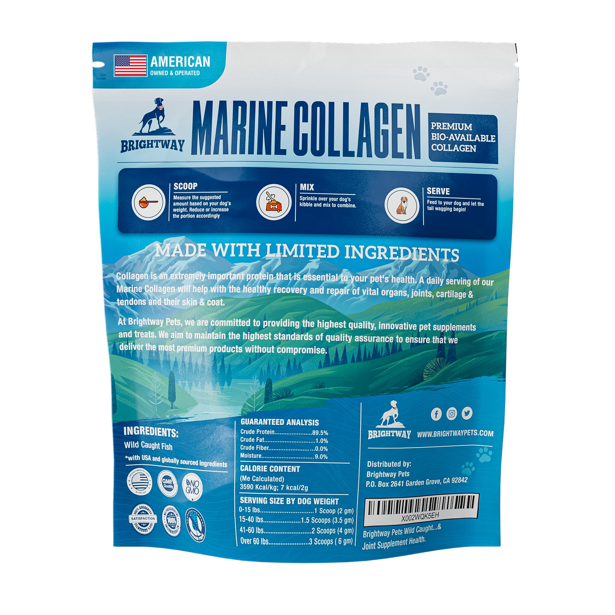 Brightway Pets Alaskan Pollack ingredients visual highlighting high-quality protein for gut and skin support.