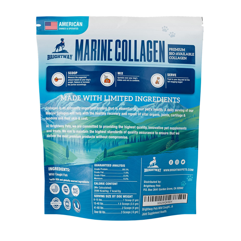 Brightway Pets Alaskan Pollack ingredients visual highlighting high-quality protein for gut and skin support.