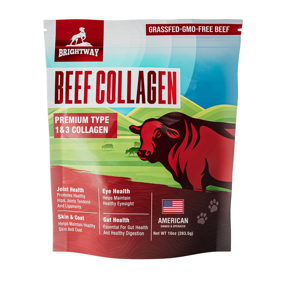 Brightway Pets grass-fed collagen for dogs bottle—joint support and mobility