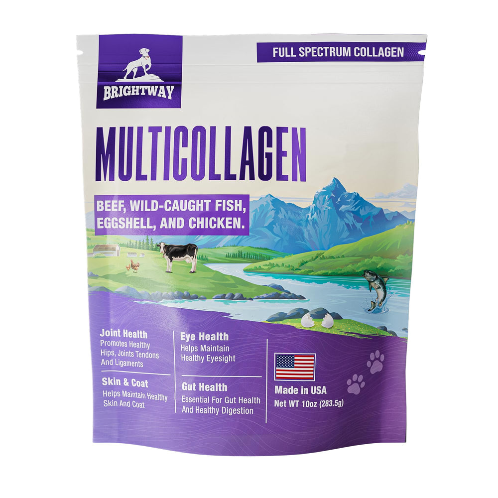 Brightway Pets liquid collagen for dogs bottle pour highlights easy dosing for joint support