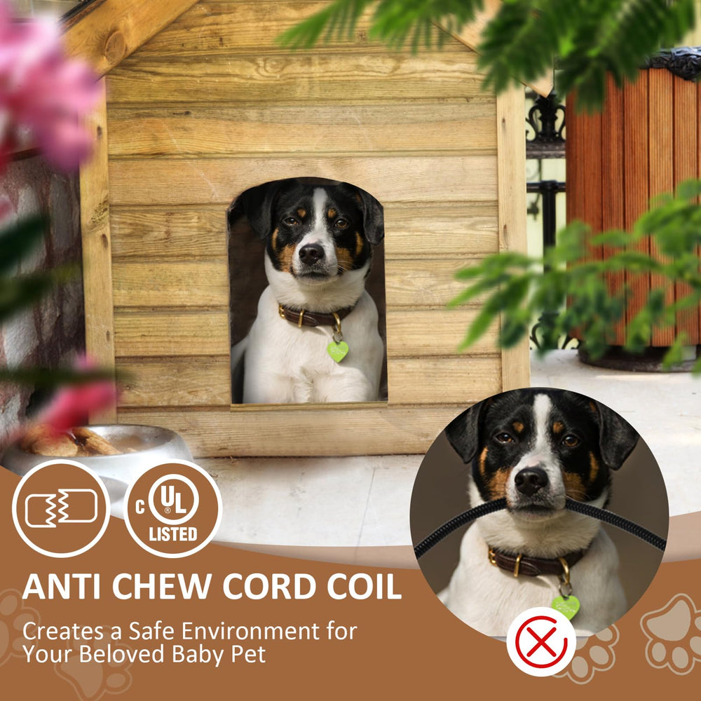 Briidea dog house heater chew-resistant cord for pet safety.