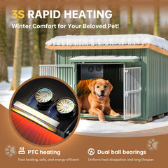 Briidea dog house heater side view with slim profile saving space.