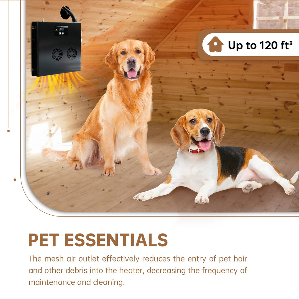 Briidea dog house heater vent-design blocks hair and debris.