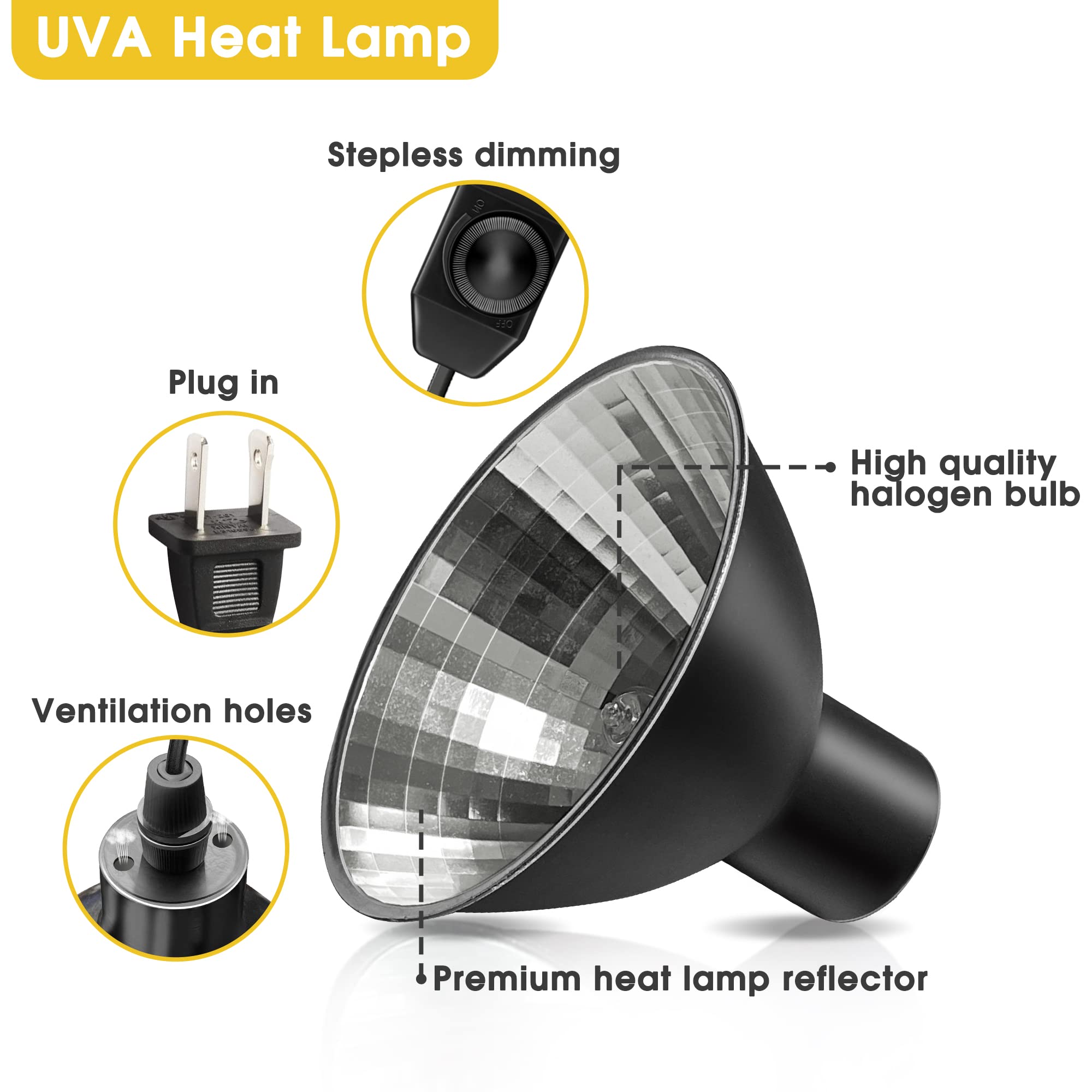 Briignite dimmable heat lamp lets you adjust tank temperature easily.