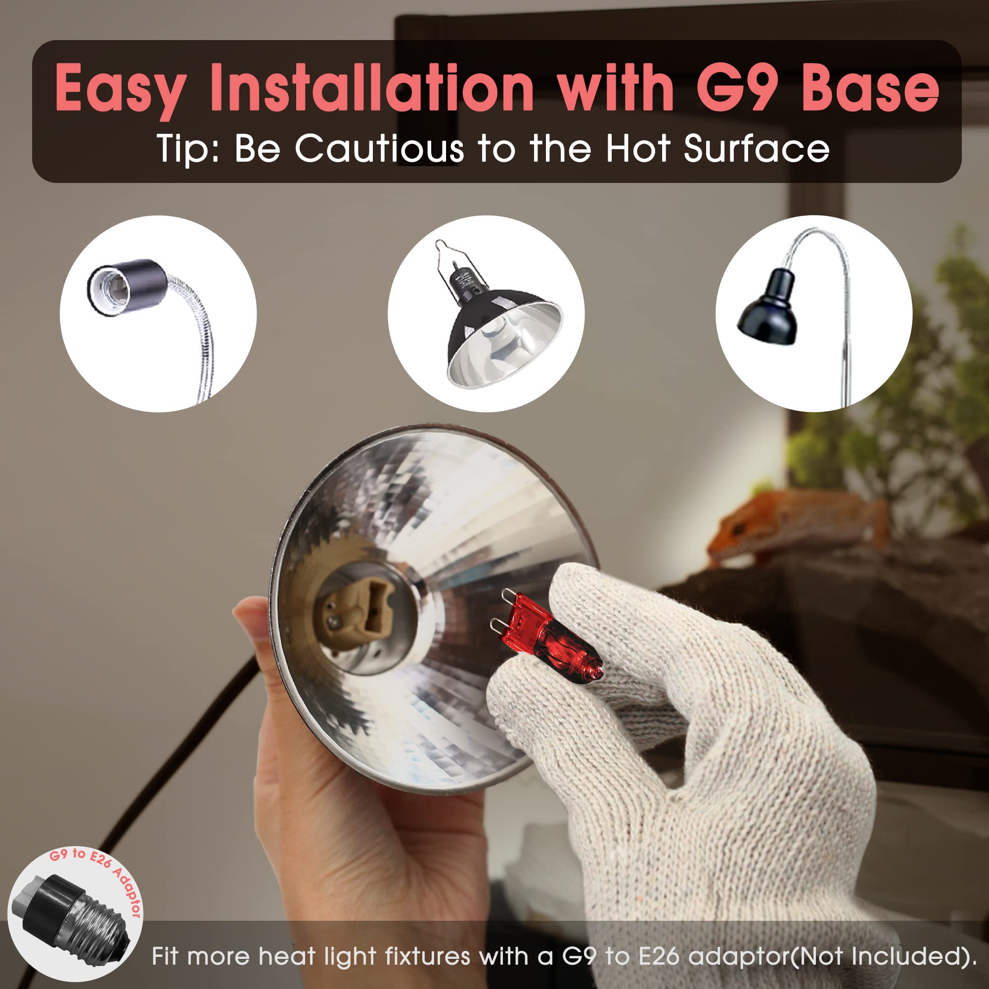 Briignite G9 base installation easy for quick reptile setup.