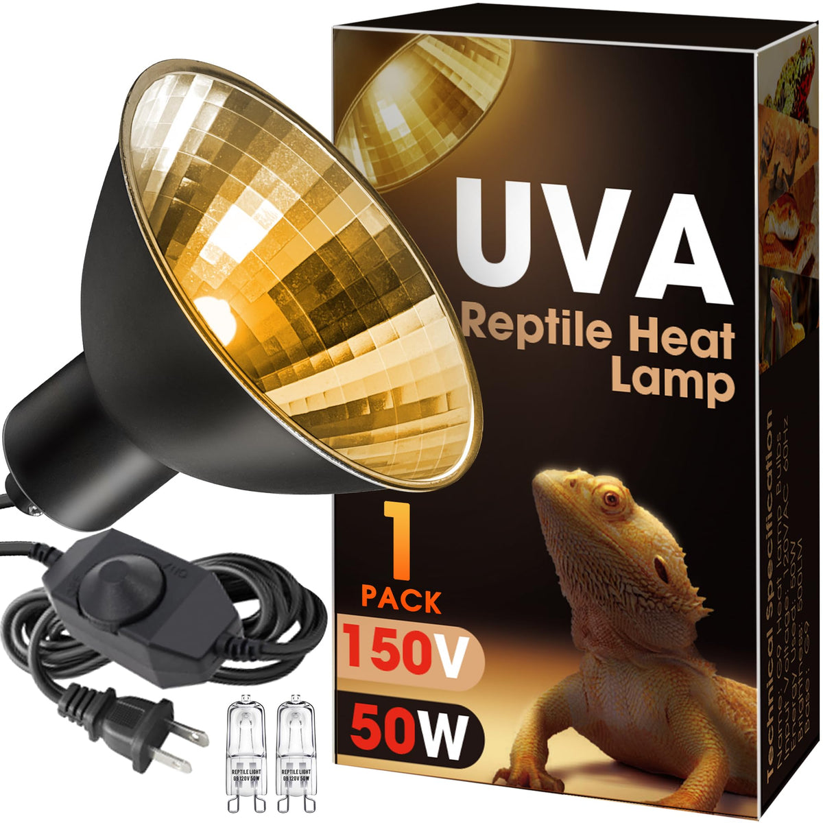 Briignite Reptile Heat Lamp 50W glow powering warm basking area
