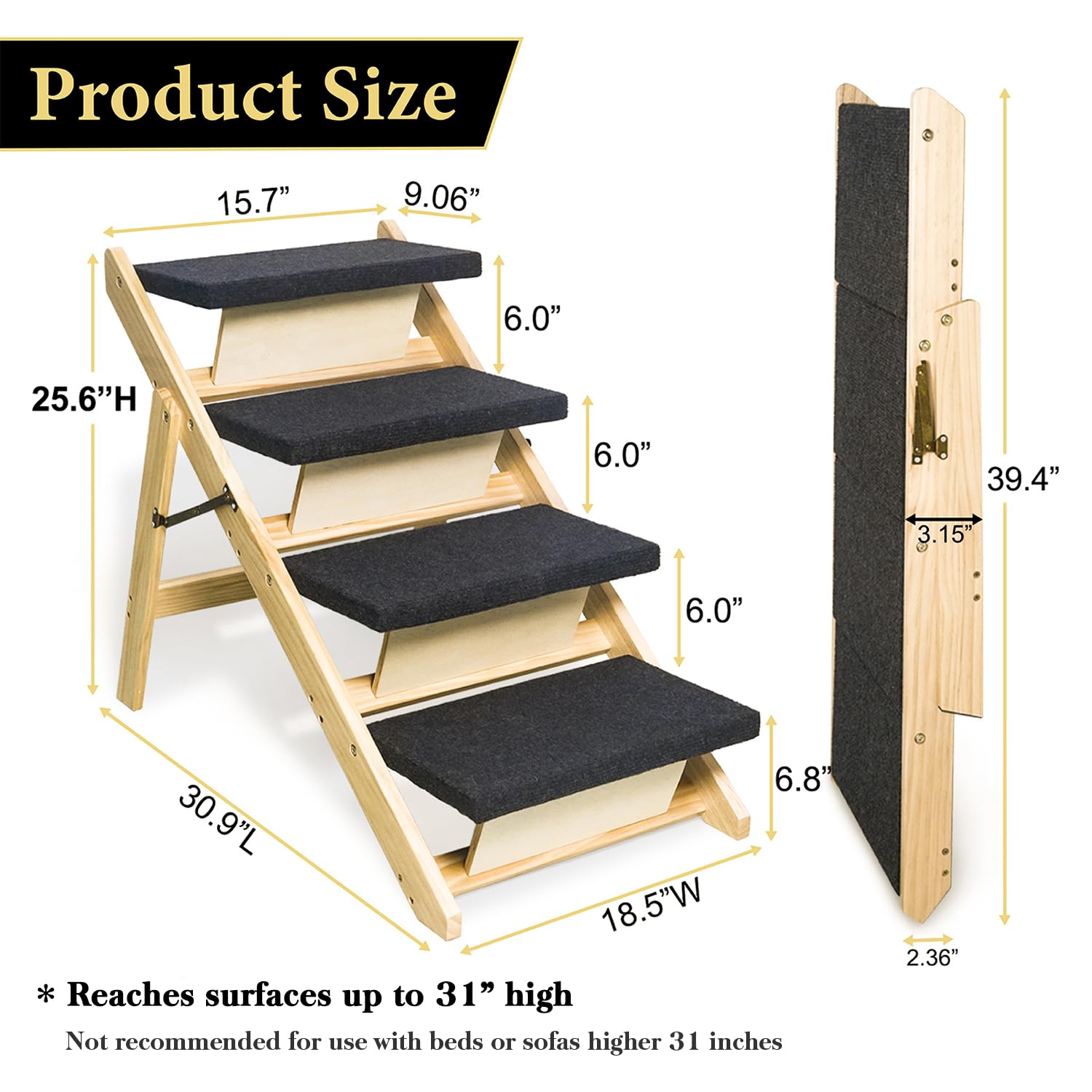 BRIKY dog stairs folded-compact-storage enables easy under-bed stowaway.