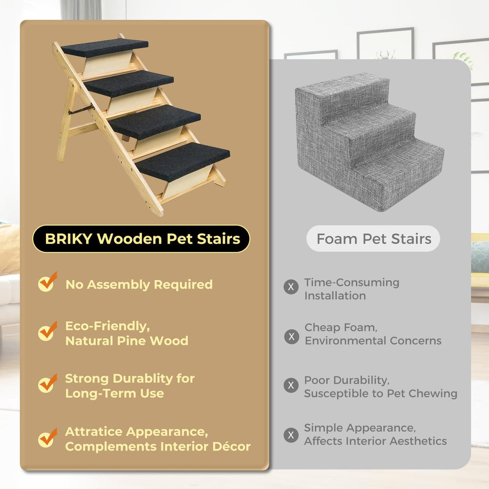 BRIKY dog stairs ramp-to-stairs-conversion adds versatile use near beds.