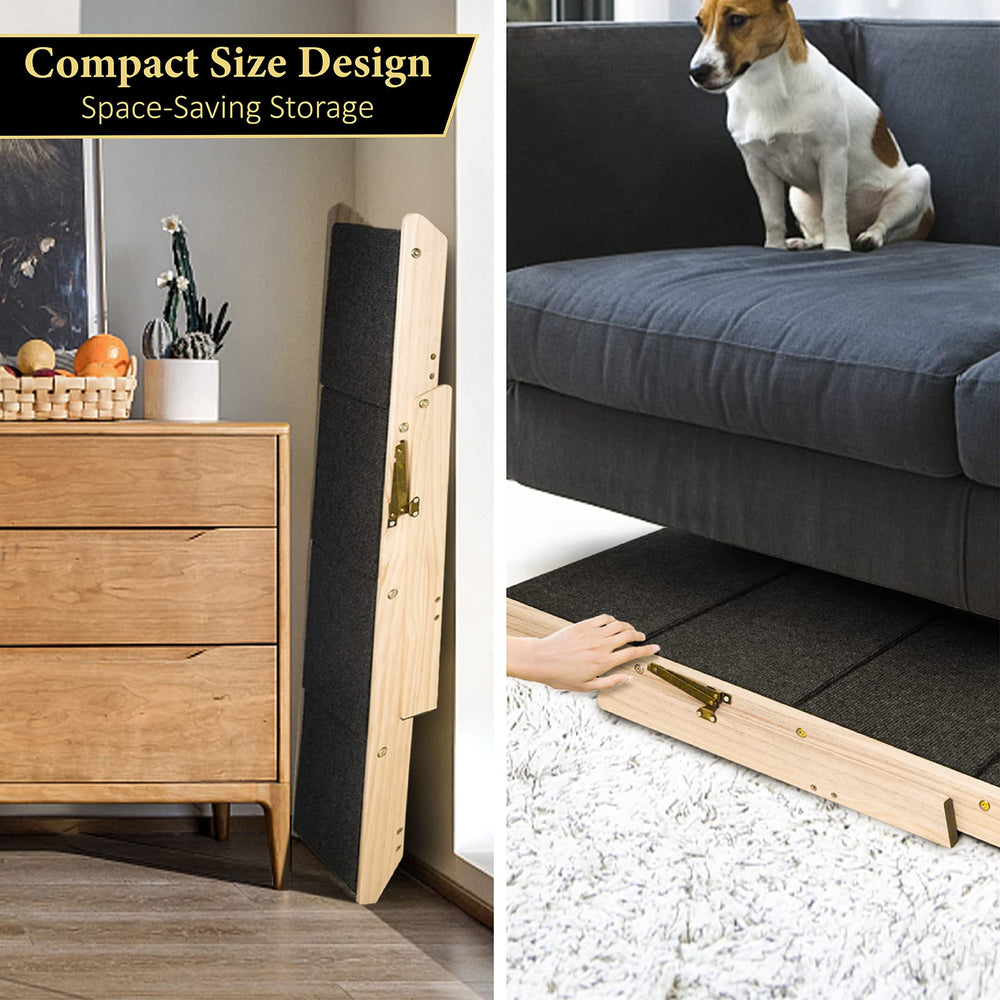 BRIKY dog stairs soft-carpeted-steps reduce paw slips during climbs.