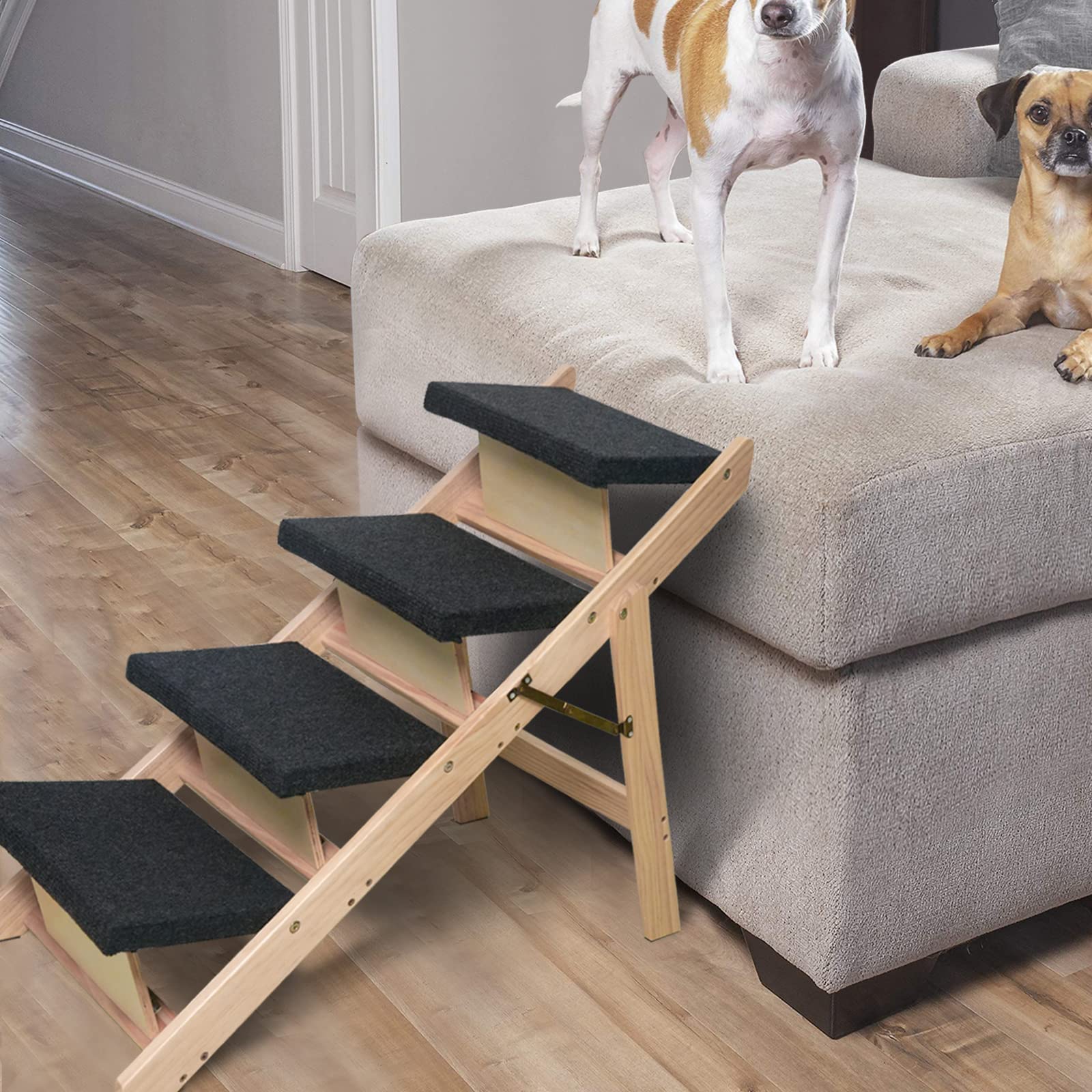 BRIKY dog stairs wide-steps fit medium to large dogs.