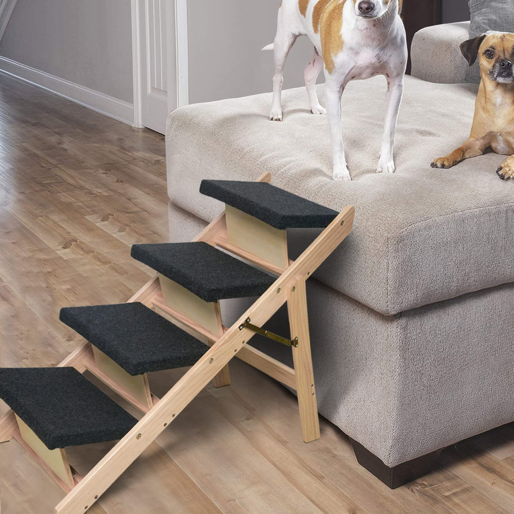 BRIKY dog stairs wide-steps fit medium to large dogs.