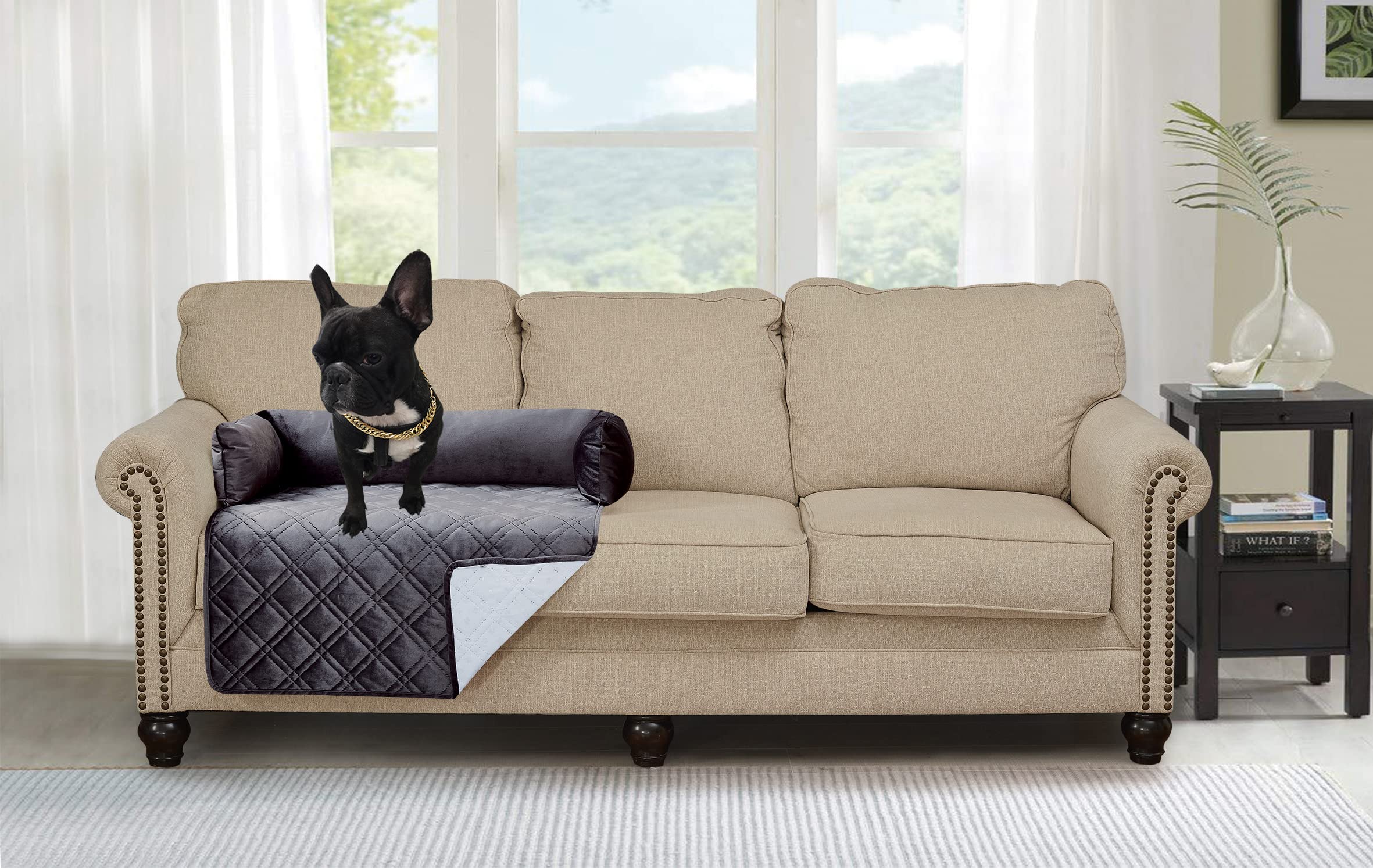 Brilliant Sunshine calming dog bed mat with double diamond quilting enhances décor while protecting furniture.