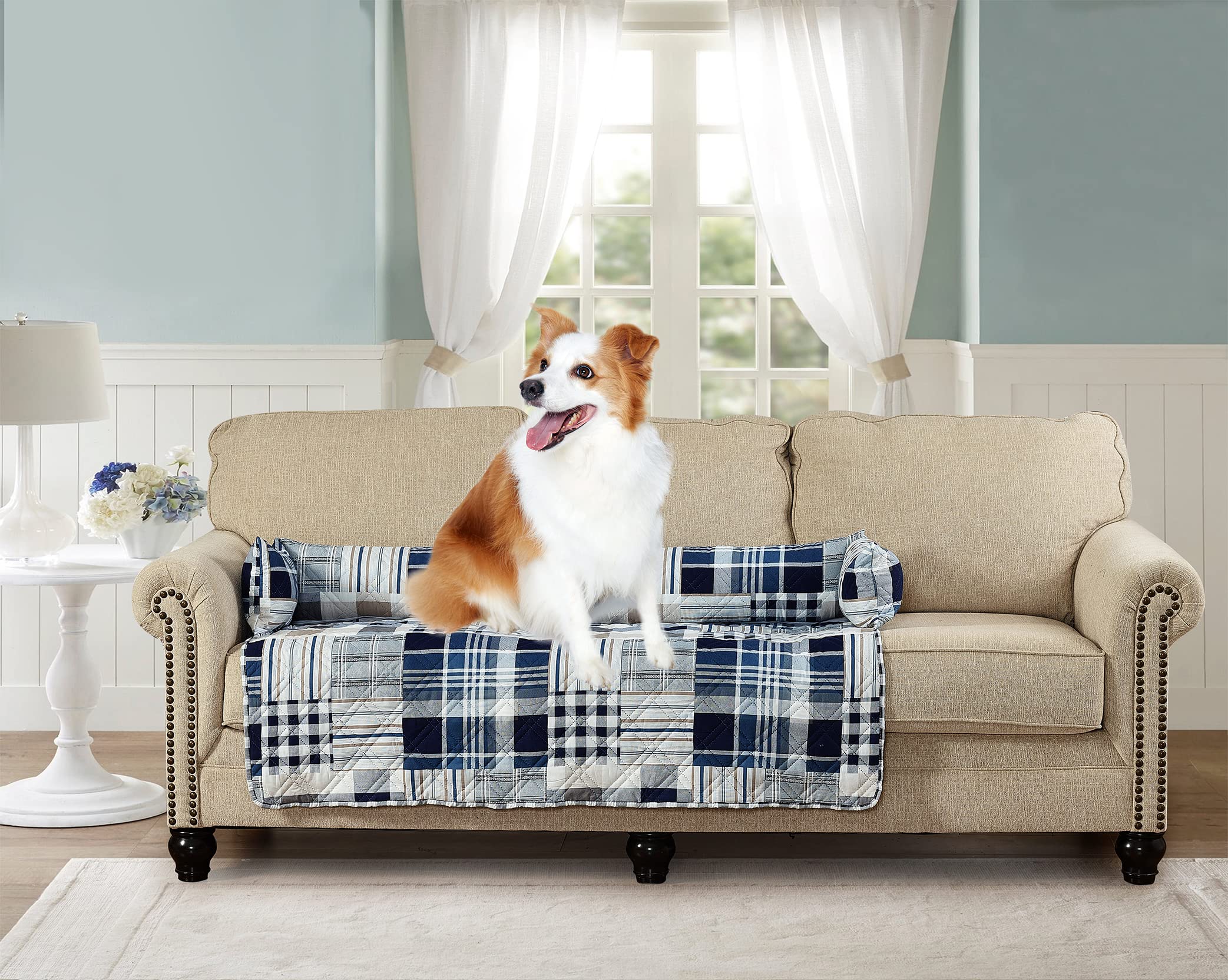 Brilliant Sunshine quilted dog bed patchwork pattern adds decor and comfort