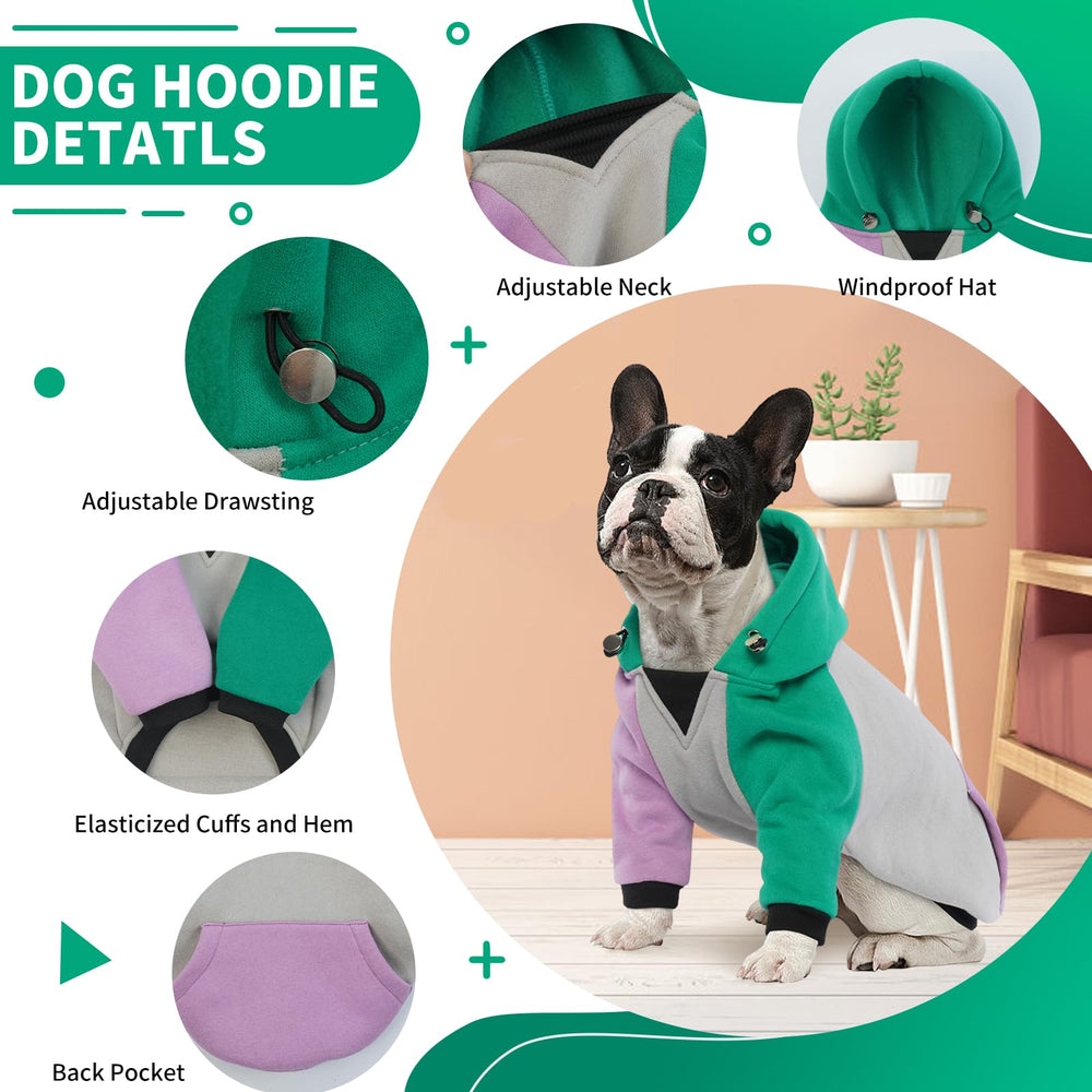 BRKURLEG Dog Hoodie color-block design adds stylish warmth.